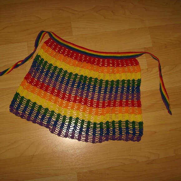 Gay Pride Rainbow Crochet Apron Small - Picture 2 of 5
